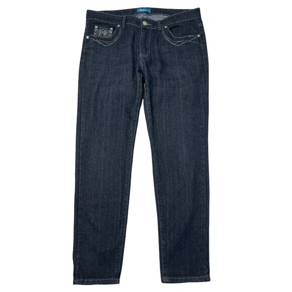 Dkin Mid Rise Beaded Pockets Skinny Jeans Stretch Denim Blue Womens 14W - Picture 1 of 6